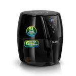Glen Digital Air Fryer 5L, 1500W Large Airfryer with 6 Pre-Set Function, Non-Stick Basket, Auto Sleep & Shut Off, Timer & Temperature Control, Bake Fry Roast & Grill with Less Oil – Black (SA3041DIGI)