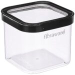 Floraware Food Safe Plastic Multiuse Square Fit-Lock Airtight Storage Jar,Containers for Kitchen Storage Set I Grocery Kitchen Container Set I Multipurpose Jar, 750 ml, set 1 BPA free, Black