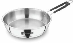 BERGNER Eternity Stainless Steel Frypan with Triply Bottom, Induction Base and Silicone Grip Handle, 7 Year Warranty, 22 cm, Silver