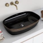 Plantex Ceramic Table Top Washbasin For Bathroom/Hand Wash Sink/Rectangle Countertop Vessel Sink Basin For Home/Office/Hotel (Black – 23.5 X 15 X 5 Inch)