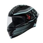 STUDDS Thunder D11 ISI and DOT Certified Full Face Helmet for Men and Women with Clear Visor – Matt Black Blue XL