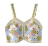 Y Company Women’s Cute Cropped Tank Top Knit Crochet Camisole | Floral Embroidered Tank Top(Cropped-Green-L)