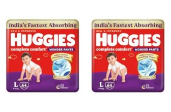 Huggies Complete Comfort Wonder Pants | Pant Style Baby Diapers L Size, 64 Count | India’s Fastest Absorbing Diaper, Patented Dry Xpert Channel, Ideal for 9 to 14 Kgs (Pack of 2)