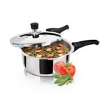 Milton ProCook Triply Pressure Cooker Stainless Steel with Outer Lid, 1.5 Litres, Induction and Gas Stove Compatible, Gasket Release System, 5 Years Warranty, ISI Certified, Silver
