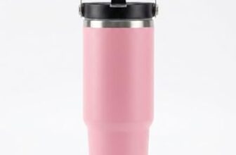 T&T KART Stainless Steel Vacuum Insulated Tumbler with Handle & Straw | Leakproof Travel Mug for Hot & Cold Drinks | Large Capacity Reusable Cup (900ml-lightpink)