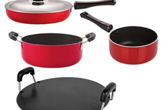 Nirlon Non-Stick Aluminium Dishwasher Safe Flat Base Cooking Utensils Set with Lid