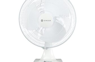 SINGER Brissa 11 60W High Speed Table Fan | 100% Copper Motor | 75 CMM Air Delivery | 3 Speed Control | Silent Operation | Adjustable Height | ISI Certified | 2 Years Warranty