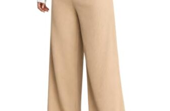 Preneum Women High Waist Korean Wide Leg Trousers, Loose Fit Casual Lounge Pants, Travel, Office & Streetwear Comfortable Stylish Bottom Wear (Available Plus Size) Cream