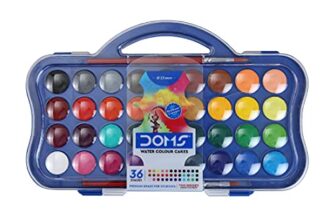 DOMS Non-Toxic 23mm Water Colour Cake Set with 2 Paint Brushes (36 Assorted Shades x 3 Set) (DM7429P3)