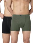 XYXX Nova Cotton Boxer Brief for Men |Regular Fit with intellifresh No-Marks Waistband | Inner Elastic | Solid Underwear for Men | Olive Green+Storm Grey