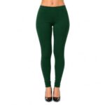 Women’s Cotton Full Length Leggings with Elastic Waistband Bottle Green
