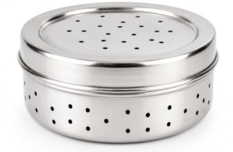 DEVENDRA ONLINE Stainless Steel Green Coriander & Curry Leaves Storage Box | Air Ventilated Steel Food Container | Fresh Dhaniya/Kothmir Dabba | Sprouts & Herbs Fridge Storage (600)