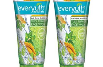 Everyuth Naturals Anti Acne Anti Marks Tulsi Turmeric Face Wash | Tulsi & Turmeric | Reduces Pimples, Acne Marks & Blemishes | 100% Soap-Free | Paraben-Free | 150g Tube (Pack of 2)