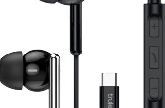 truke Bass H1 Wired Earphones w/ Type-C Jack, Rich Bass, 13mm Drivers, Smart Controls Wired(Black, In the Ear)