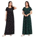 E – Ezra Nighty for Women Pure Cotton Combo Pack of 2 | Green