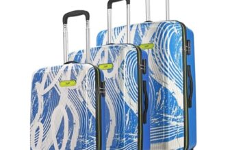 Skybags Stroke Set of 3 Printed Hard Case Trolley Bags, Blue-White