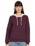 Amazon Brand – Symbol Women’s Cottonblend Hooded Neck Regular Sweatshirts (Aw18Wnssw21_Plum_Small_Plum_S)