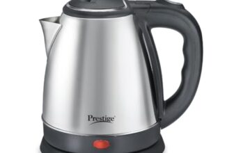Prestige 1.5L PKOSS Stainless Steel Electric Kettle | 1350 Watts| Elegant Design | Cool-touch Handle and Lid | Automatic Cut-Off and Single-Touch Lid Locking | Black | 1Y Warranty | ISI Certified