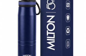 Milton Sparkle 600 Thermosteel Water Bottle with Easy Sip Cap and Handle, 620 ml, Vacuum Insulated Stainless Steel, Hot and Cold, On The Go Bottle for Office College, Blue
