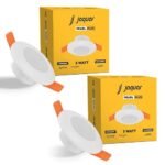 Jaquar 3W Pearl Plus Round Downlight | Junction Box LED Downlight | Mood Light for False Ceiling | 55 Cut Out | Red 80×45(DXH)(Pack 2)