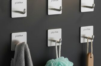 Plantex Wall Hanging Hook/Bath Towel Hook/Self Adhesive Square Robe Hooks for Kitchen/Bathroom/Stylish Home Decor Items – Pack of 6 (Chrome)