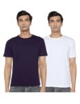FYLTR Men’s Solid T-Shirt – Half Sleeve | Round Neck | 100% Cotton | Regular Fit T-Shirt (Pack of 2) White and Navy
