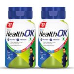 Health OK Multivitamin with Natural Ginseng, Taurine power, Daily Energy, alertness, Vitamin D, C & other 18 multivitamins minerals, for Overall Health, 60 Tablets (Veg)