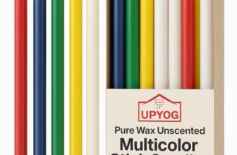 UPYOG Pure Wax Unscented Multicolor Stick Candles – Pack of 10 | 140mm × 10mm Chime Candles for Rituals, Spells, Religious Ceremonies & Home Décor