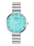 French Connection Mop Sea Green Round Dial with IP Steel Stainless Steel Metal Strap Watch – for Womens FCN0128SM