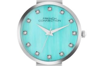 French Connection Mop Sea Green Round Dial with IP Steel Stainless Steel Metal Strap Watch – for Womens FCN0128SM