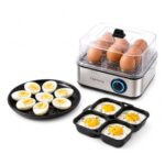 Lifelong 2-in1 Egg Boiler and Poacher 500-Watt (Black), Boil 8 eggs, Poach 4 eggs, Easy to clean| 3 Boiling Modes, Stainless Steel Body and Heating Plate, Automatic Turn-Off