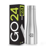 Go24 pexpo Monaco 750 ISI Certified Stainless Steel Sports/Fridge Water Bottle with Steel Cap – 700ml, Silver | Eco Friendly | BPA Free | Water Bottle for Office, Gym, School, Yoga, Trekking