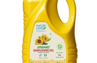 Natureland Organics Wood Cold Pressed Organic Sunflower Oil, 5 L