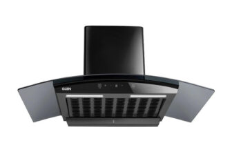 Glen ISPA AC BL 90 1200 1200 CMH 90 cm Curved Glass 90 cm|Digital Display|Touch & Gesture Control| Autoclean| Filterless|Powerful Suction | Low Noise Auto Clean Chimney(Wall Mounted, Black)