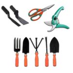 Ocean Mart 9-Piece Gardening Tools Kit for Gardening – Cultivator, Fork, Trowels, Weeder, Garden Scissor, Khurphi & Pruner Cutter for Indoor & Outdoor Gardening