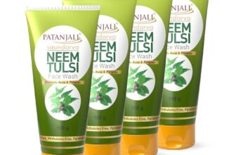 Patanjali Saundarya Neem Tulsi Face Wash, for Clean and Fresh Skin with Natural Ingredients for Daily Use 100g (Pack of 4)