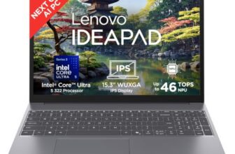 Lenovo IdeaPad Slim 3, Intel Core Ultra 5 322, Next-Gen AI PC, 16GB RAM, 512GB SSD, WUXGA IPS, 15.3″ (38.8cm), Windows 11, Office 2024, Grey, 1.6Kg, 83UR009QIN, Copilot+ PC, Backlit Keyboard, Laptop