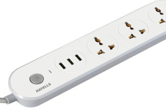 HAVELLS USB Star 5  Socket Extension Boards(White, Grey, 1.5 m)