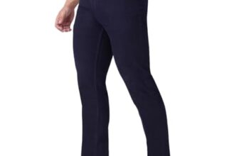 i’sol Men’s Stylish Straight Relaxed Fit Cotton Blend Stretchable Jeans Dark Blue