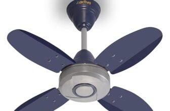 ACTIVA Ornet 600mm Ceiling Fan for Kitchen & Small Rooms | 4 Blade High Speed Fan | 850 RPM Powerful Air Delivery | Anti-Dust Coating | Energy Efficient Ceiling Fan | 2 Years Warranty | Silver Blue