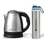 Wonderchef Acura Stainless-steel Kettle 1.5L + Sippy Stainless-steel Bottle,Rapid Water Boiling in 4 Mins,Auto Shut-off,Gift Combo for Diwali and Festivals, Housewarming|1-Year Warranty,1350 Watts