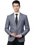 MANQ Men’s Slim Fit Single Breasted Blazer for Men, Formal Business, Party, Notched Lapel, Denim Blue, Size 46