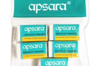Apsara Non-Dust Erasers | Clean, Dust Free & Good Erasing | Soft Erasers | use for School, College & Artist Student | 5 Pcs Pouch