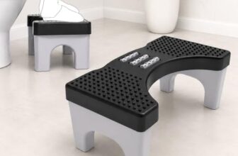 GLUN® Toilet Step Stool with Foot Massage Rollers, Non-Slip Bathroom Squat Stool, Ergonomic Curved Design, Promotes Natural Squatting Position for Comfortable & Easy Bowel Movement