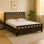 EXCEL HOME Solid Sheesham Wood Queen Size Bed with Drawer Storage | Wooden Double Bed with Drawer Box Storage & Upholstered Cushined Headboard for Bedroom | PT Color Finish