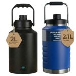 BOLDSTUFF Pack of 2 Insulated Water Bottle, Triple Wall Vacuum Stainless Steel Jug (Cold for 18+ Hrs), Leak Proof & Non-BPA, Water From Bottle for Hiking, Camping and Hotel (2.1L BLUE + 2L BLACK)