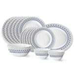 Larah by Borosil Ocean Fluted Series Opalware Dinner Set | 21 Pieces for Family of 6 | Microwave & Dishwasher Safe | Bone-Ash Free | Crockery Set for Dining & Gifting | Plates & Bowls | White
