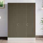 Interio by Godrej Slimline XL 3 Door Steel Almirah | Cupboard for Clothes, Textured Tree Bark and Alpine White, 1 Year Warranty, Locker, 8 Shelves