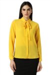 Van Heusen Women Polyester Regular Fit T-Shirt (VWSFFRGF800098_Yellow Ochre, Small)