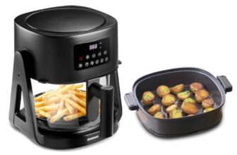 Acerpure Air Fryer | 100% Glass Bowl | 90% Less Oil | 5.5L Air Fryer + 2.5L Cooking Pot | Air Fry, Toast, Reheat, Grill, Cook | 360° TurboHeat Technology | Preset Modes | 1500 Watts | Black